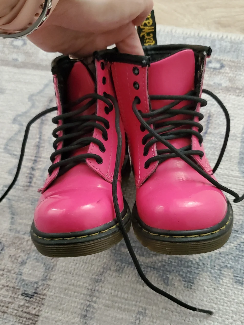 Dr. Martens Little Girls Brooklee Bright Magenta Pink Lace Zip Up Boots Sz7
